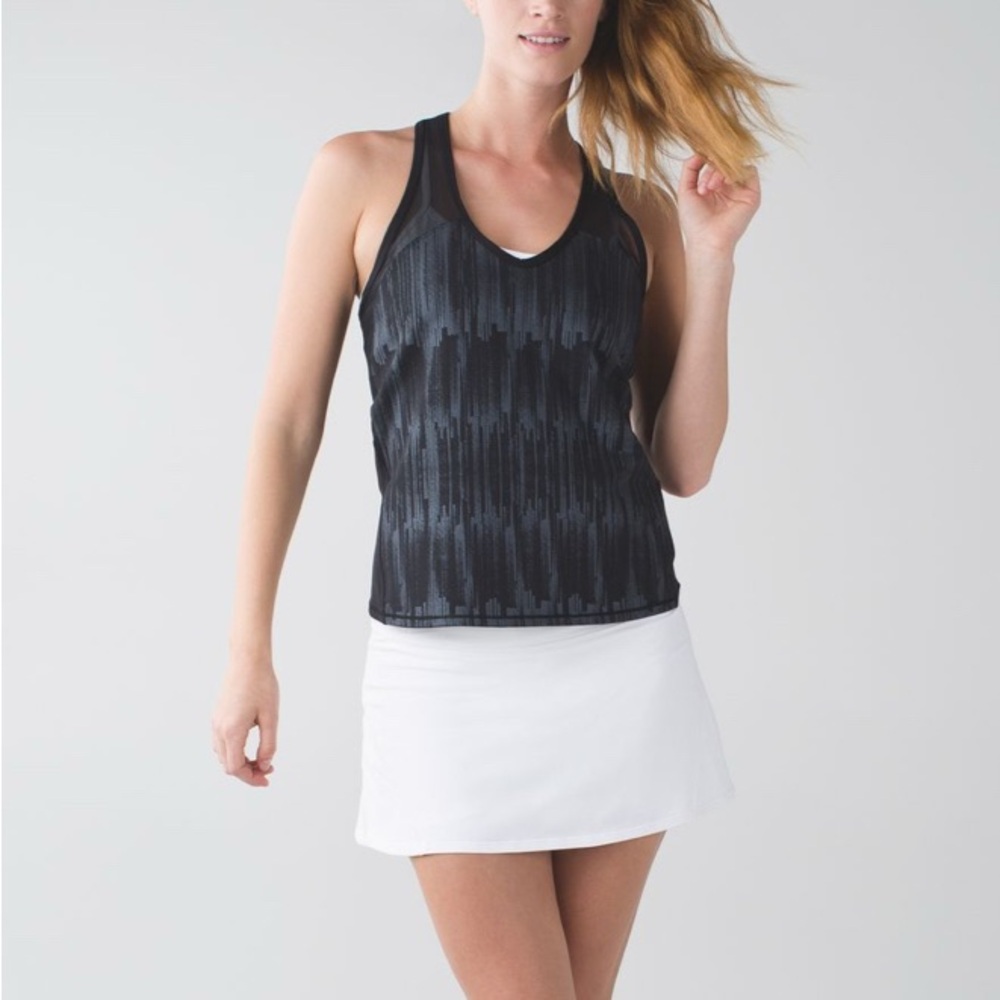 Lululemon Ace Mesh Tank Top Black/Scratch Match Fitted Racerback Sz 6 Run Yoga